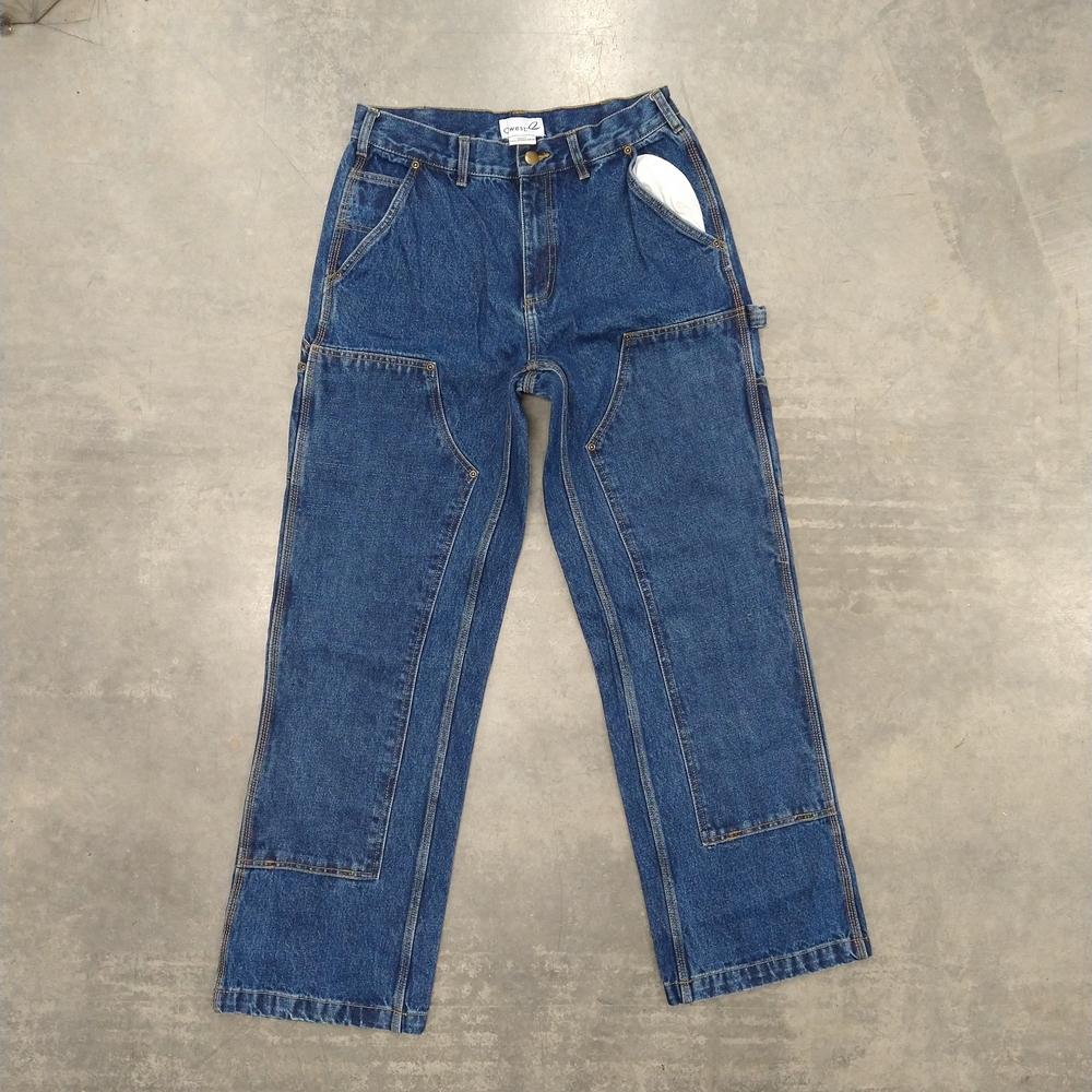 Qwest Double Knee Men's Blue Jeans 32X32 Measurements